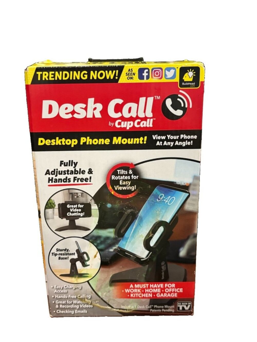 Desk Call by Cup Call Desktop Phone Mount -View Your Cell Phone at Any Angle NIB
